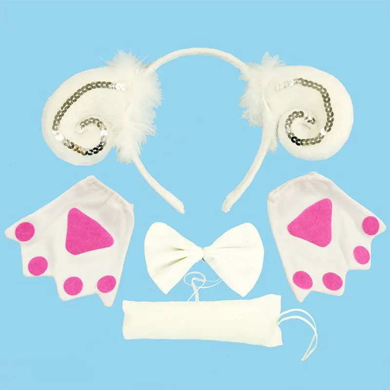 Повязка на голову с животными овечкой козой Рогом галстуком бабочкой лапами