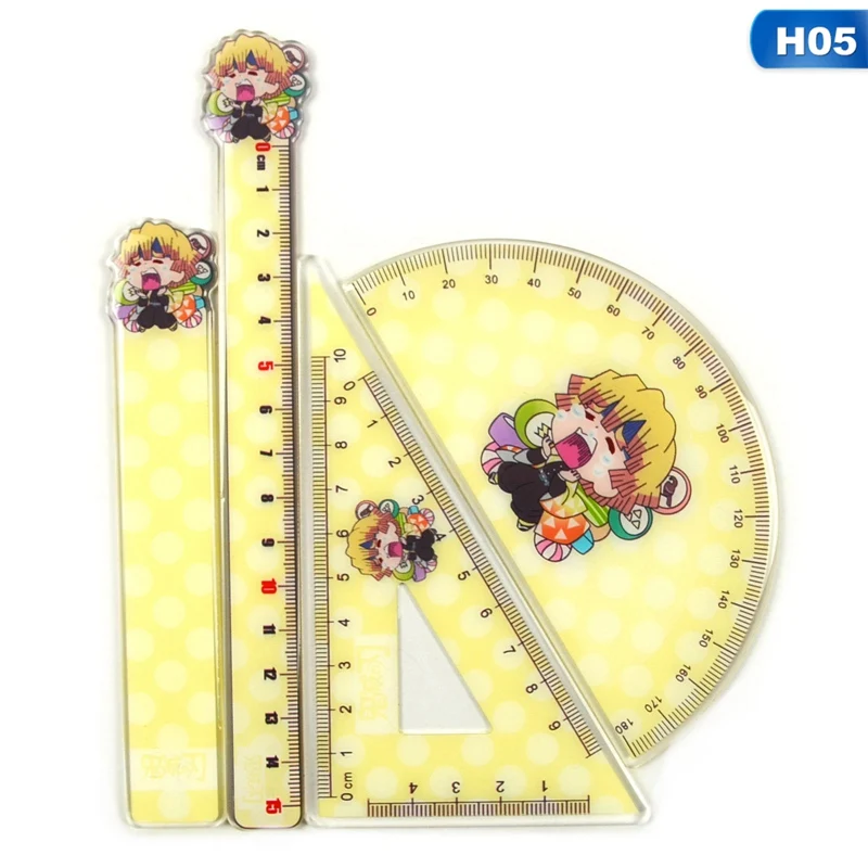 

Anime Demon Slayer Kimetsu no Yaiba Kamado Nezuko Tanjirou Ruler Set Protractor Triangle Straight Rulers Bookmark Stationery Set