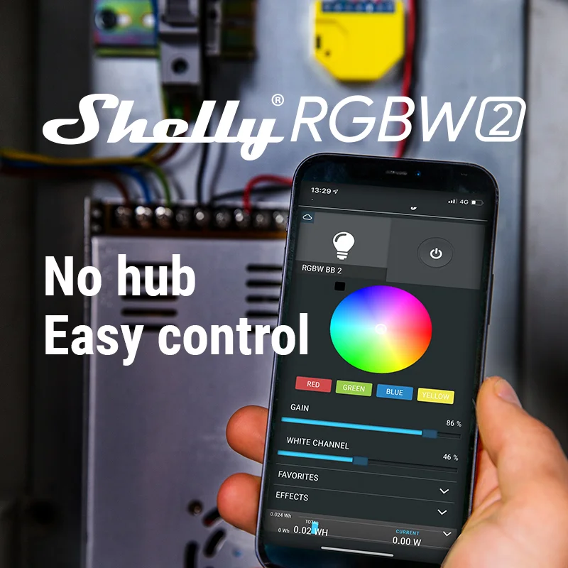 Умный контроллер Shelly RGBW2 с поддержкой Wi-Fi RGBW поддерживает любые белые RGB-лампы