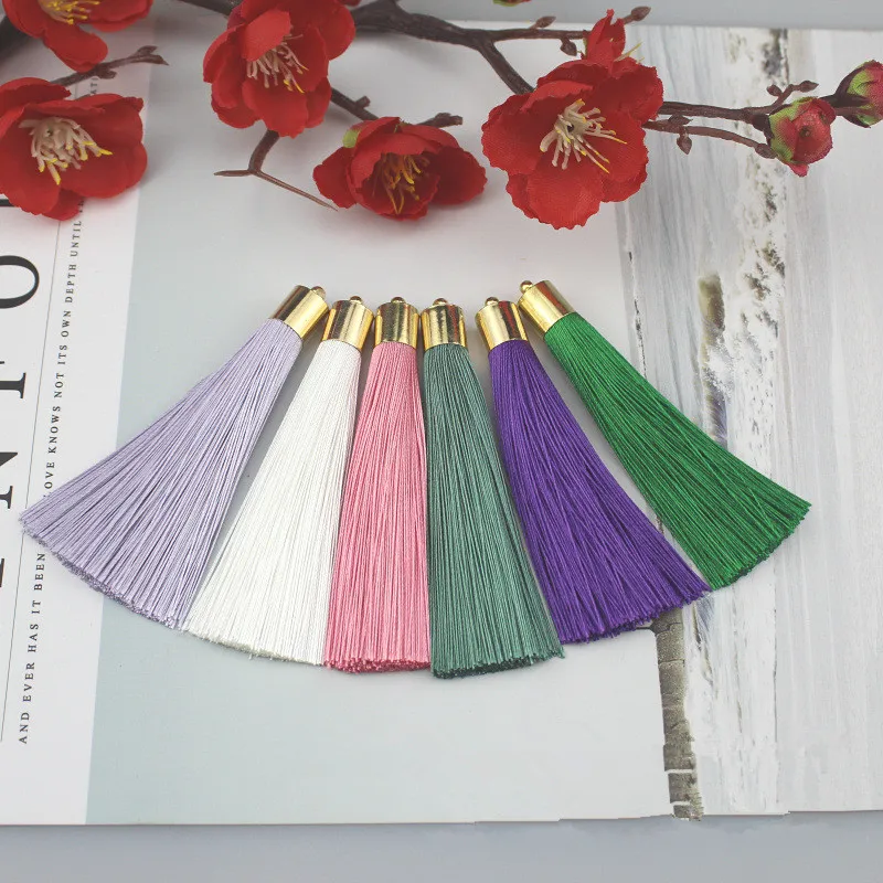 Кисточки из полиэстера для брелока 10 шт./лот 8 см золотые шляпы с кисточками