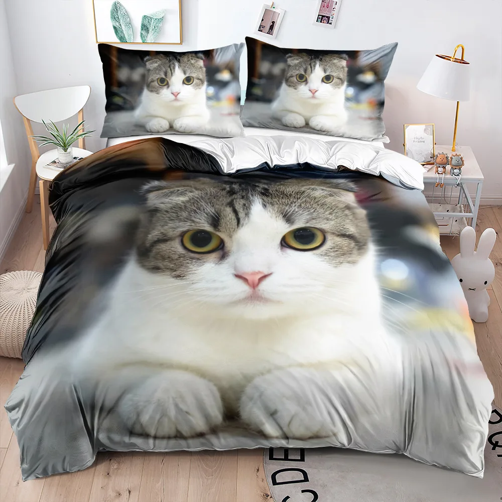 

Lovely Pet Cat Bedding Set Animal Printed Covers Single Double King Queen Size Cute Cats Duvet Cover Sets Linen clothes