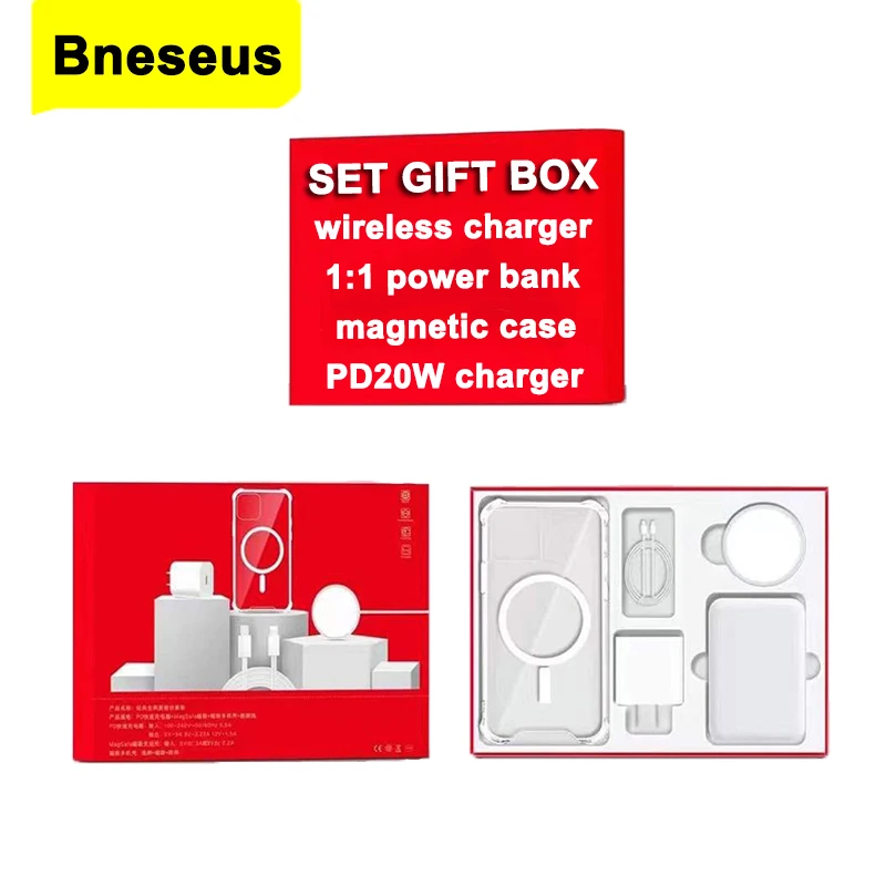 

5 In 1 Magnetic Wireless Charger Gift Box For Apple iPhone 12 13 Pro Max Mini Magnet Phone Case Portable Power Bank 20W Chargers
