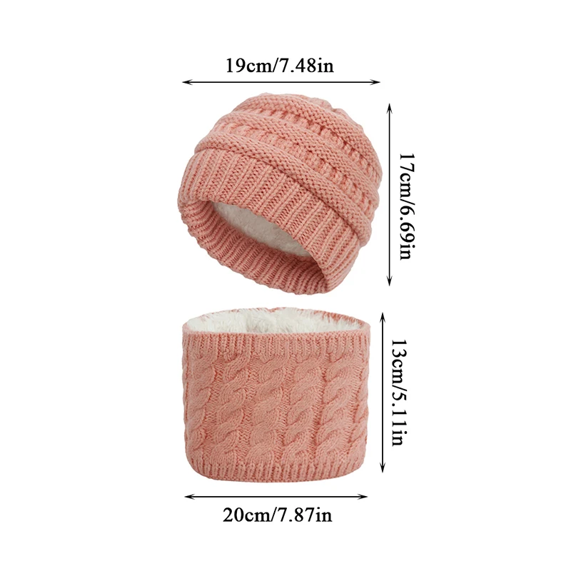 

2Pcs Toddler Hat scarf Knitted Hat Headscarf Keep Warm Baby Hat Scarf fashion Beanie Head Cover Scarf Solid Round Bonnet scarf