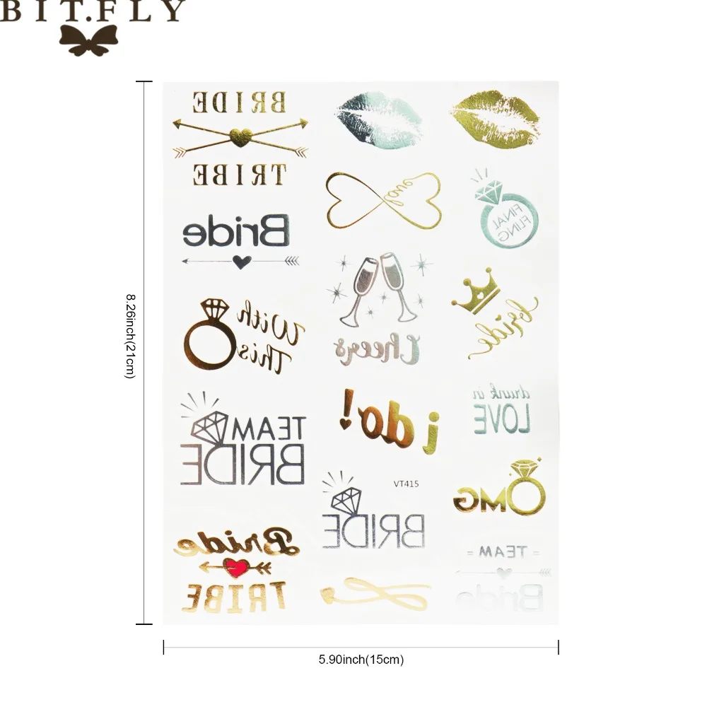 BIT.FLY водонепроницаемые девичьи вечерние украшения для невесты тату наклейки