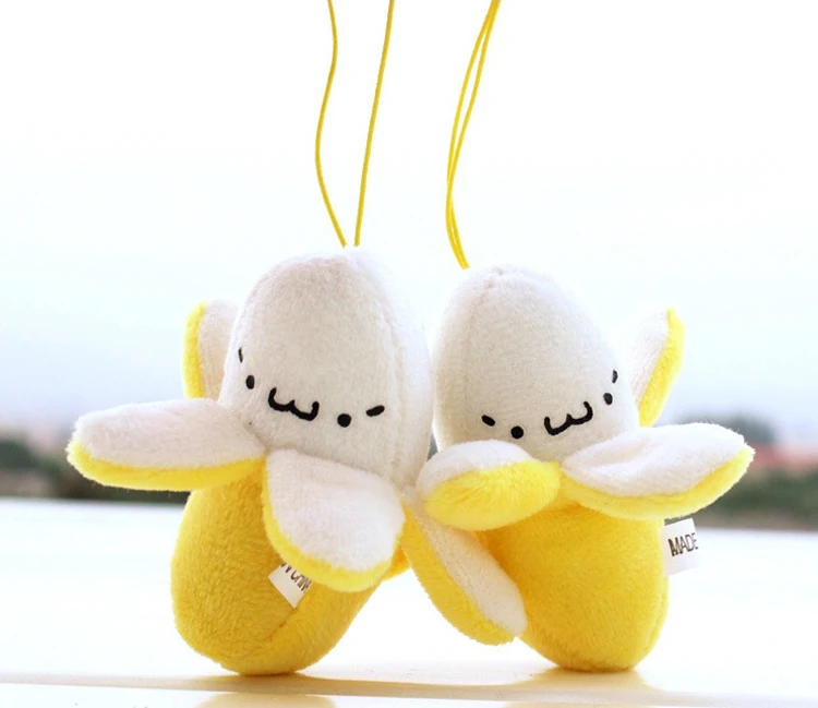 100 шт./лот мини брелок-банан плюшевый брелок подарок цепочка брелки плюшевая
