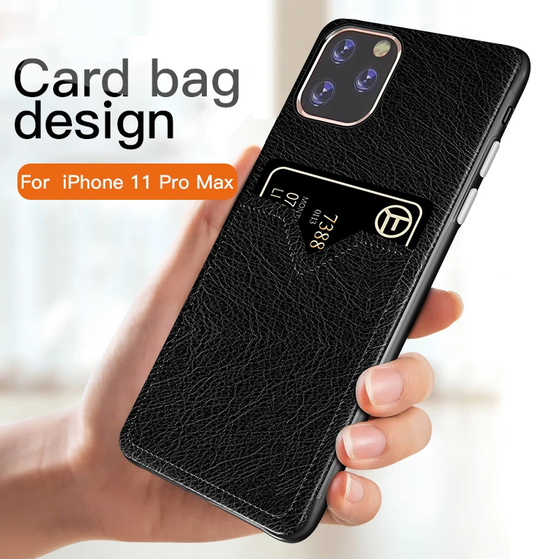 Card Slot Skin Case For iPhone 11 ProMax 7 6 6S 8 Plus Fashion PU Leather Anti-knock Hard PC XS MAX XR X | Мобильные телефоны и
