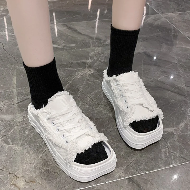 

Shoes Square Toe Slippers Women Summer Slides Pantofle Low Platform Fashion Soft Flat 2021 Luxury Basic Cotton Fabric Canvas PU