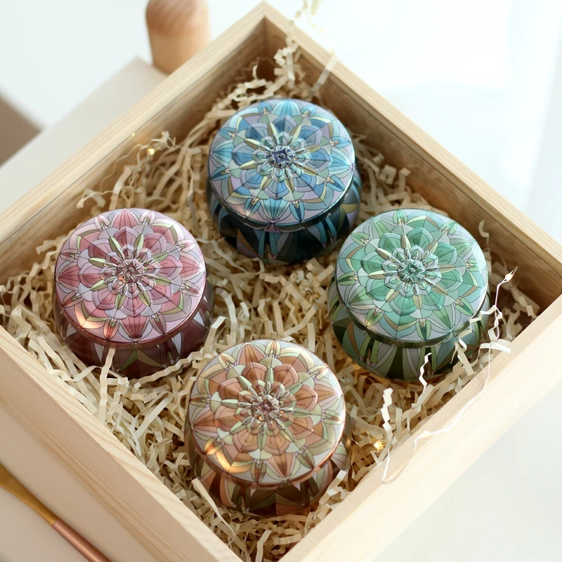 

Mini Flower Tin Box DIY Candle Jar Round Empty Iron Box Coin Jewelry Storage Box Festive Party Gift Box Candy Box Spice Storage