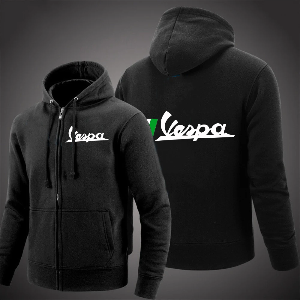 

2022 Vespa Logo Men Jacket Print Sweatshirt Spring Autumn Fleece Cotton Zipper Hoodies Harajuku Fashion Male Casual Coats