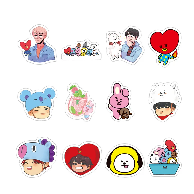 60 шт. BT21 наклейка мультяшная Милая наклейка для домашнего декора DIY Наклейка s багаж ноутбук игрушка для скейтборда Дневник Книга телефон автомобиль