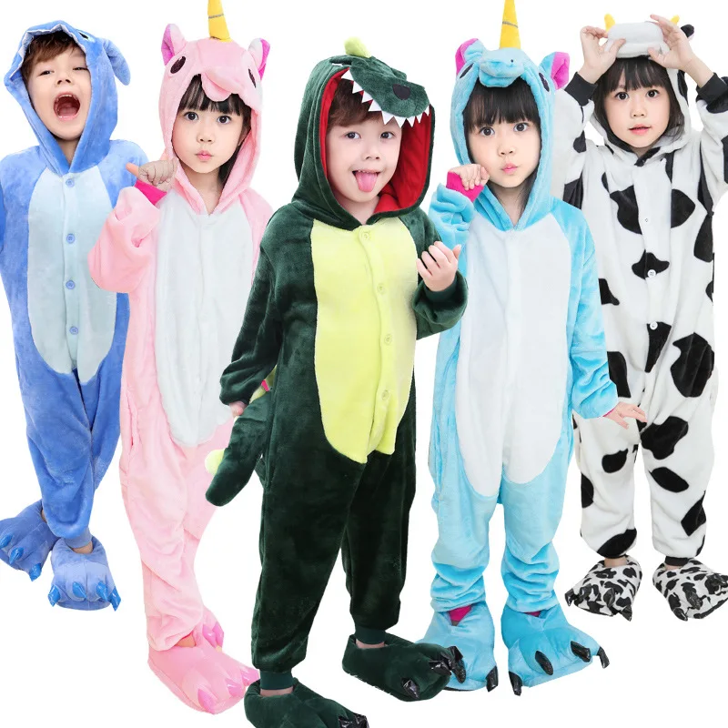 

Children's Pajamas Tianma Stilch Pajamas Home Wear Flannel Autumn and Winter Cute Cartoon Animal One-piece Pajamas.