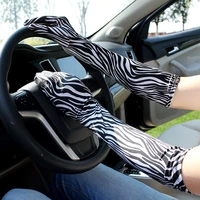 45cm women long sun protection anti uv sexy zebra leopard print thin soft breathable elasticity outdoor cycling drive gloves