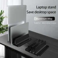 aluminum alloy adjustable vertical laptop stand bookshelf 2 slot bracket dual notebook pc desk holder for pc laptop computer