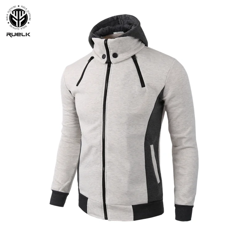 

RUELK Zipper Men's Jacket Autumn And Winter Casual Jacket Bomber Jacket Scarf Collar Fashion Hooded Men's Fit Hoodie S-3XL