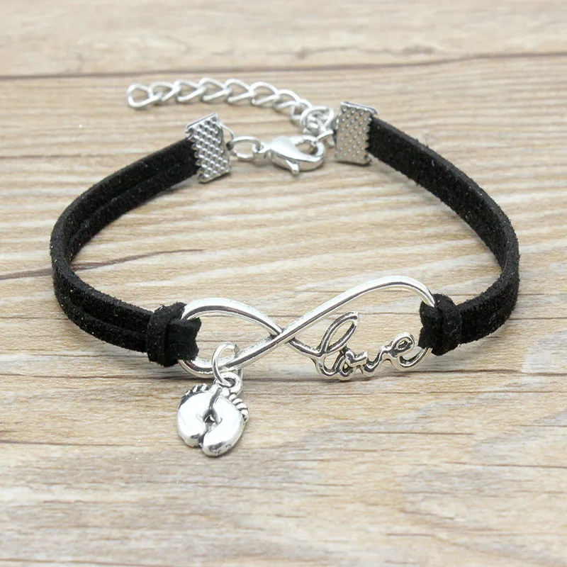 Браслет с подвеской Бесконечность Любовь двойная нога замша кожа регулируемые