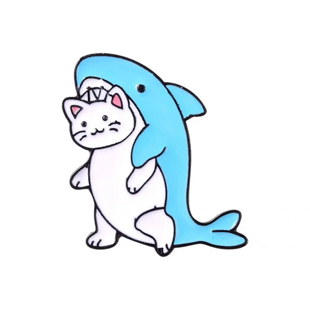 

5 стилей, симпатичная брошь в виде кота акулы, брошь из сплава для одежды, портативная Брошь для женщин