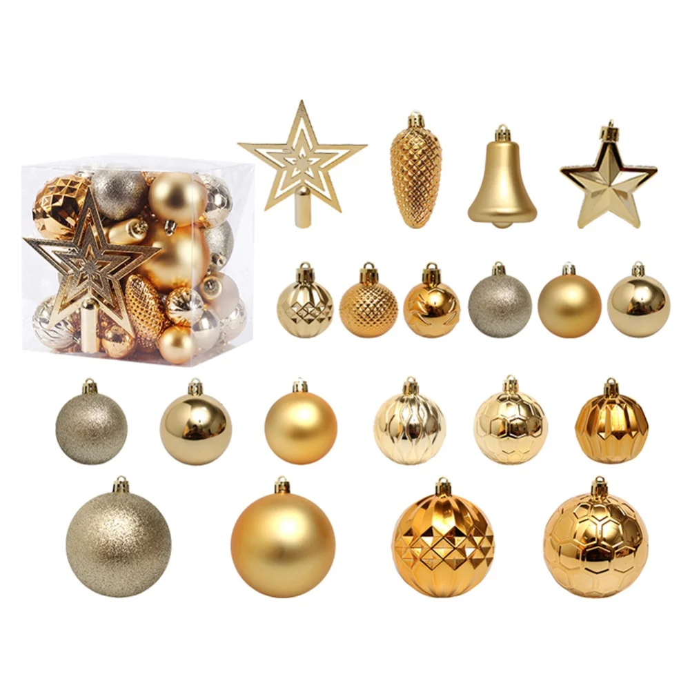 

45pcs Christmas Tree Decor Xmas Ball Tree Top Star Pendant Set Classic Christmas Decoration