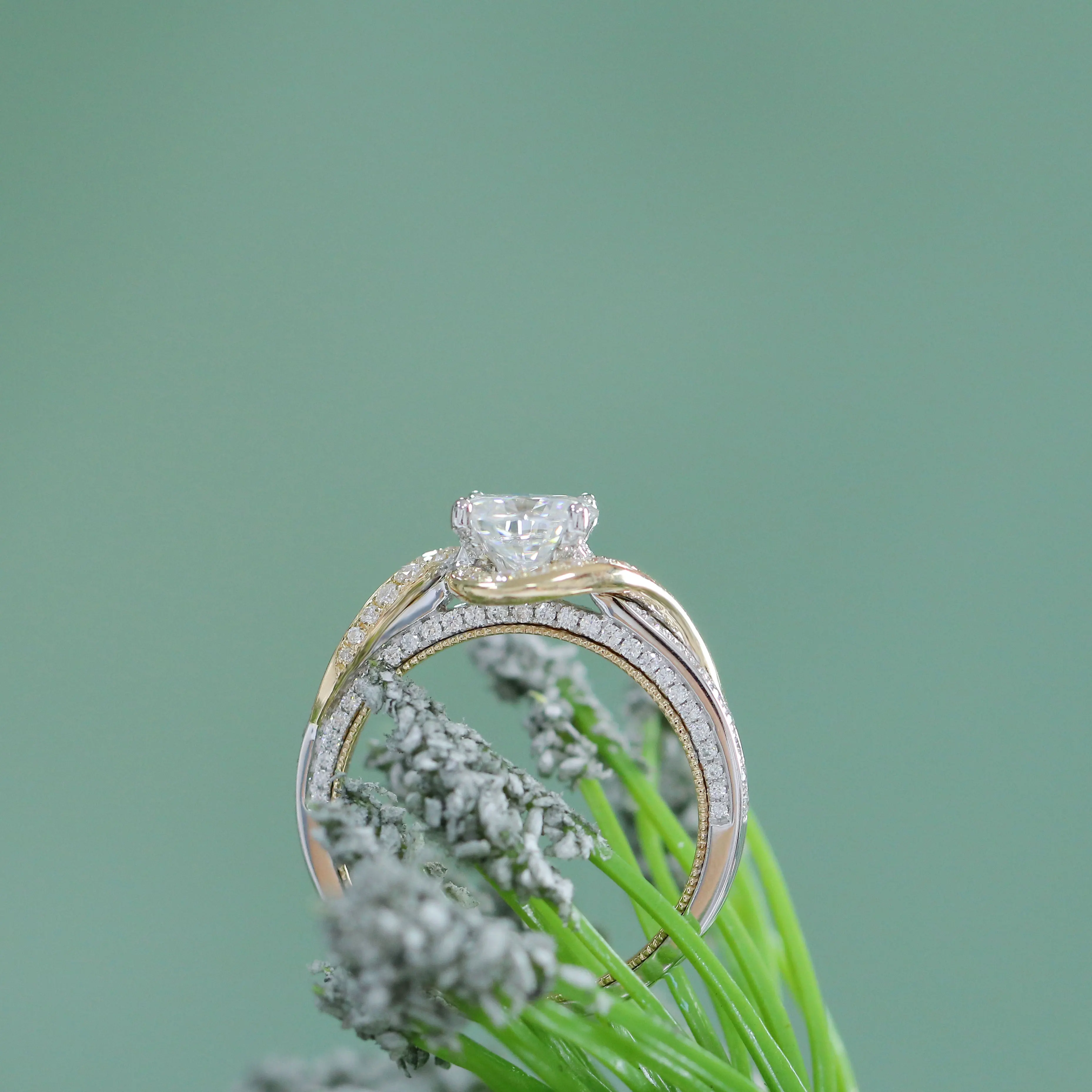 DovEggs 14K белое и желтое золото центр 1CT 5*7 мм DEF/GH цвет овальное обручальное кольцо с акцентами Подарок на годовщину