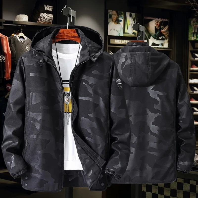 

New spring and autumn winter men's jacket plus fat oversized men's coat windbreaker jacket super fat fashion version