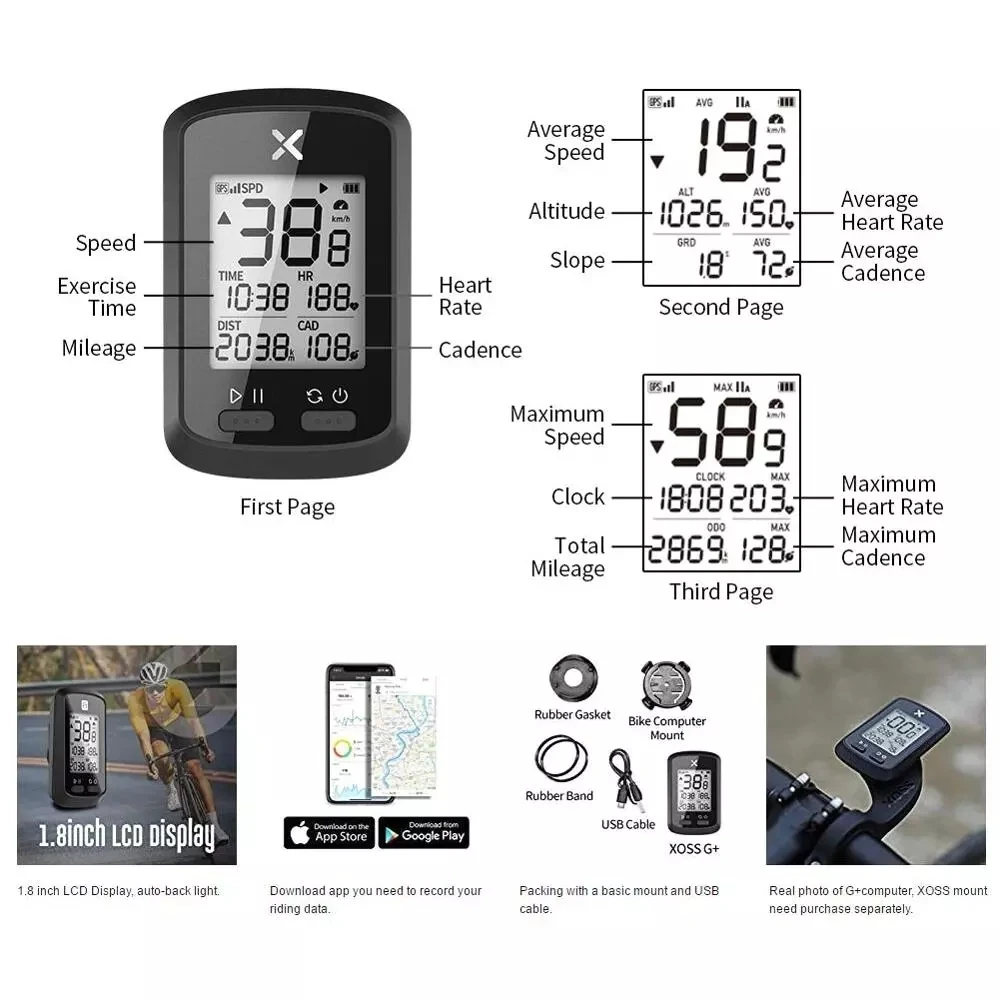 Велосипедный компьютер XOSS G + GPS спидометр для горного велосипеда 1 8 дюйма