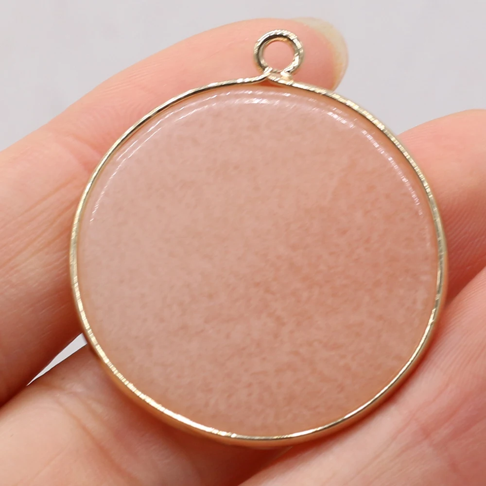 

Natural Stone Gem Pink Aventurine Round Pendant Handmade Crafts DIY Necklace Bracelet Earrings Jewelry Accessories Gift Making