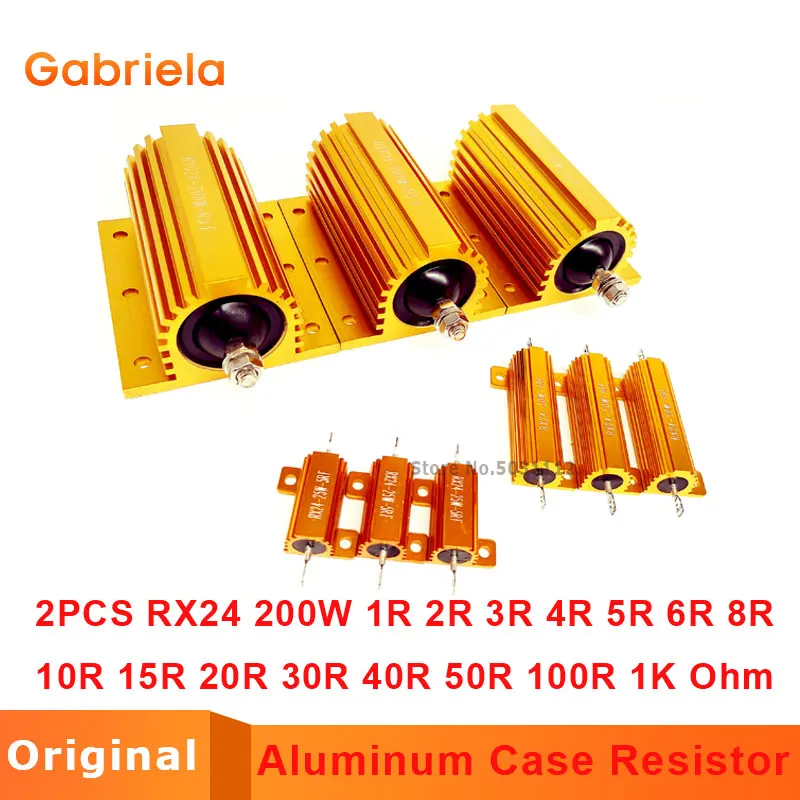 2 шт. RX24 200 Вт 1R 2R 3R 4R 5R 6R 8R 10R 15R 20R 30R 40R 50R 100R 1K Ом светодиодный нагрузочный резистор в