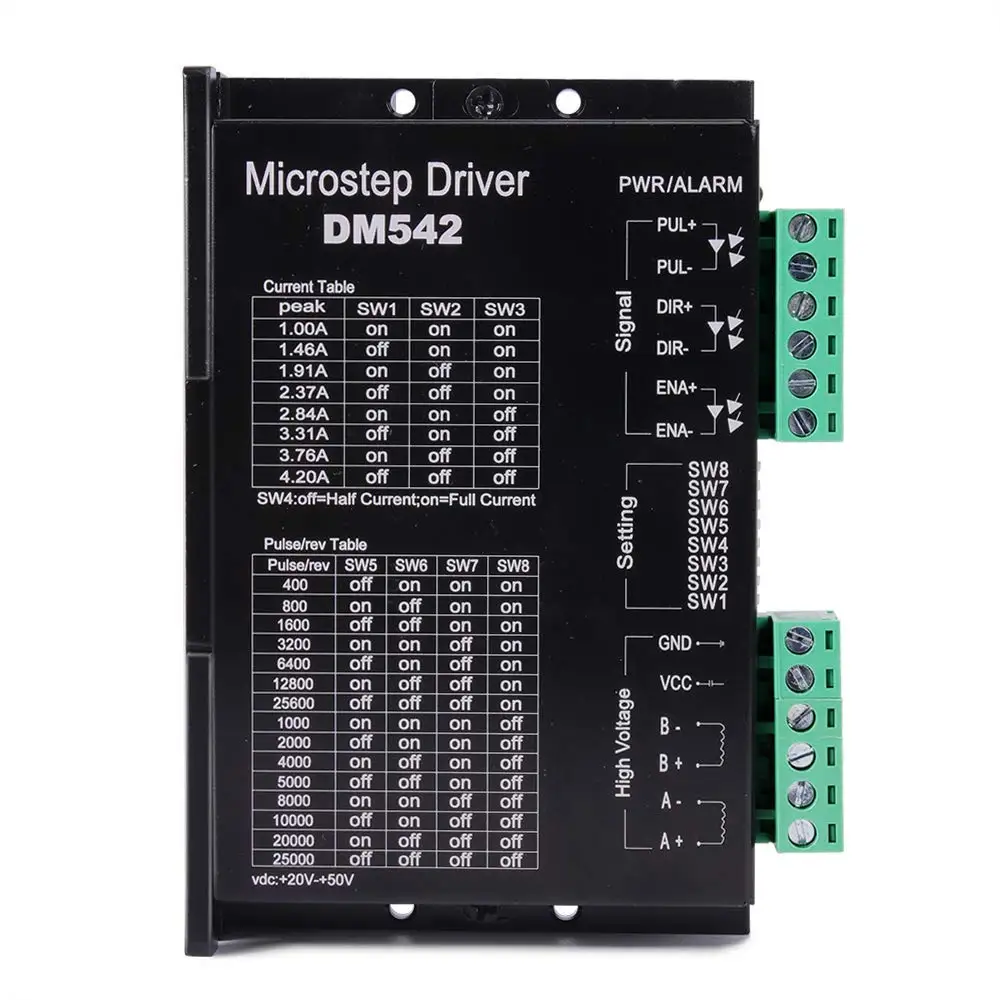 

Stepper Motor DM542 Controller Leadshine 2-phase Digital Stepper Motor Driver 18-48 VDC Max 4.1A 57 86 Series Motor Driver W315