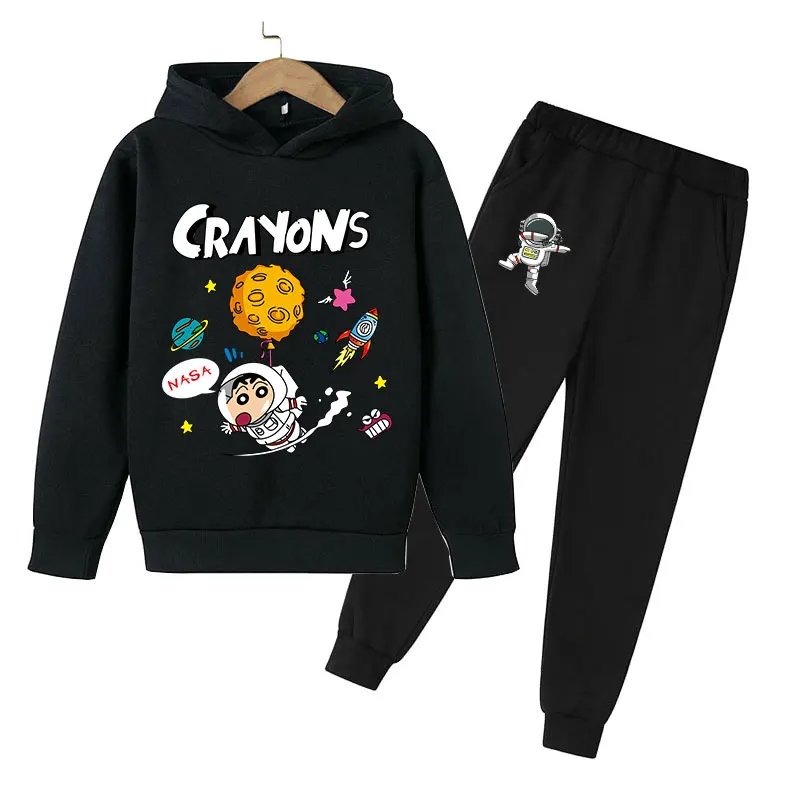 

Cotton Child tracksuit Baby clothes Autumn Winter Sports Jogging Set Children clothes Astronaut Moon Print Design Pattern Hoodie