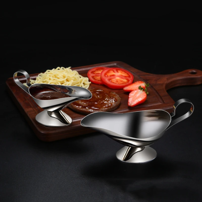 1 шт. с соской рот чашки соус ведро Нержавеющая сталь сок лодка соусник Овальный