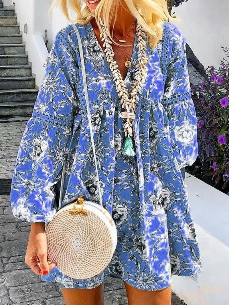 Женское короткое платье с запахом оборками и цветочным принтом | Женская одежда