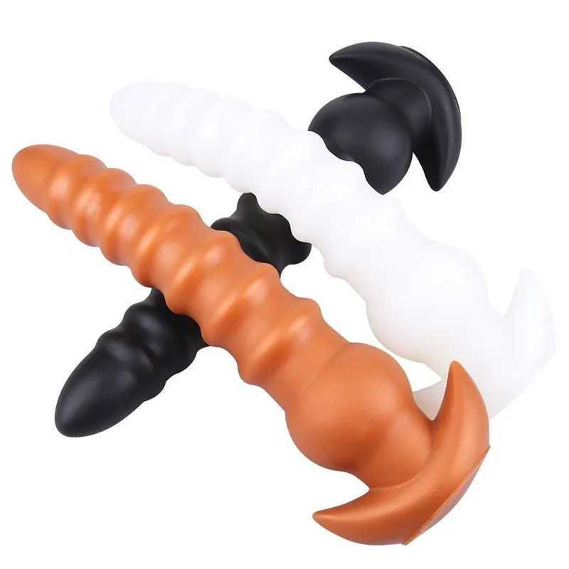 Анальная пробка 3 размера силиконовая анальный фаллоимитатор золотого белого