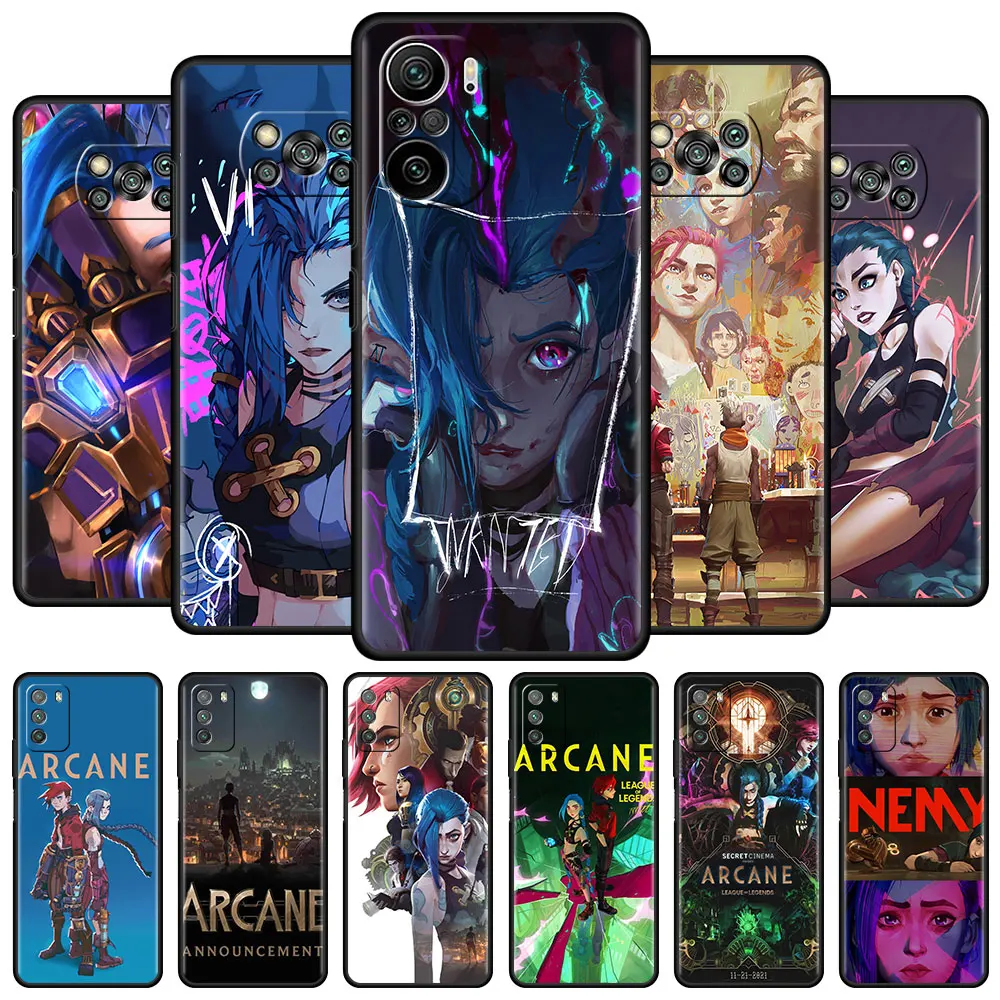 arcane hot anime tpu case for xiaomi mi poco x3 nfc m4 pro m3 f3 gt f1 x2 11t 11 lite 10t 9t note 10 black soft phone cover capa free global shipping