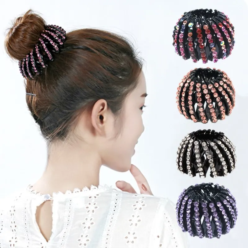 

Rhinestone Woman Hairpins Hair Styling Donut Bun Curler Maker Ring Twist Tool Hair Clip Barrettes Headband Accessories