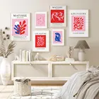 Постер с изображением Анри Матисса, красный, розовый, синий, скандинавский рисунок, Абстрактная Картина на холсте, Современная Настенная картина для гостиной, домашний декор