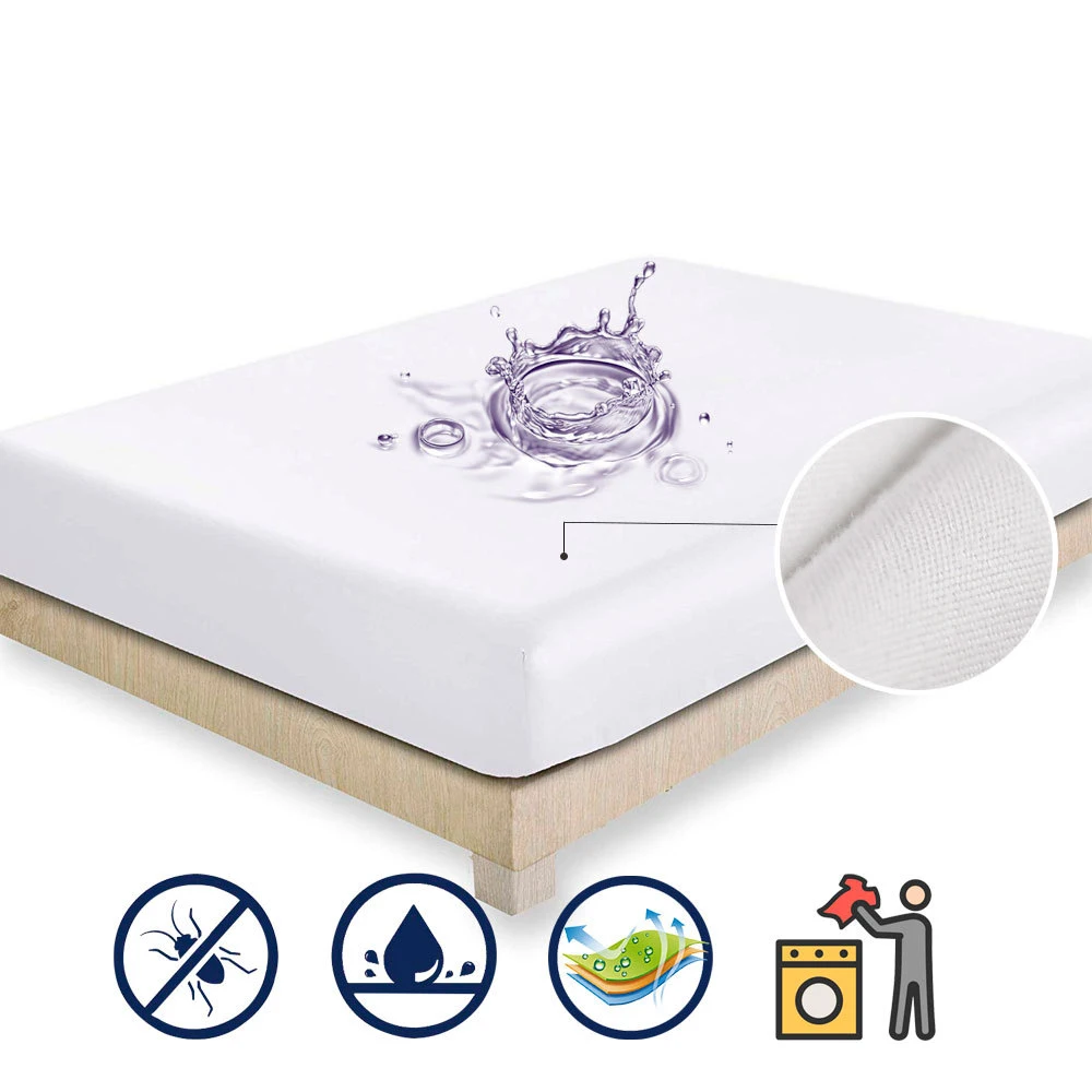 

Solid Color Waterproof Mattress Pad Baby Urine Sanding Hotel Mattress Cover Protector Topper Anti-mites Bugs Bed Fitted Sheet