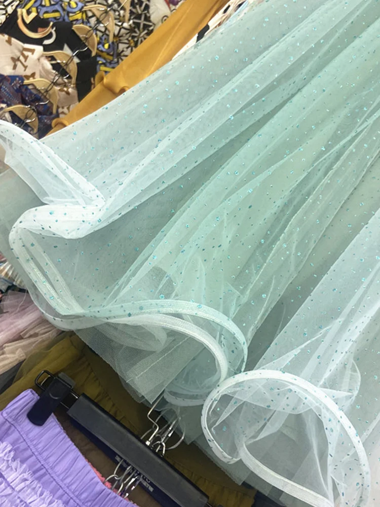 

Retro tie-dye gradient color starry sky pattern elastic high waist mesh skirt Ladies summer new style loose big hem Puff skirt