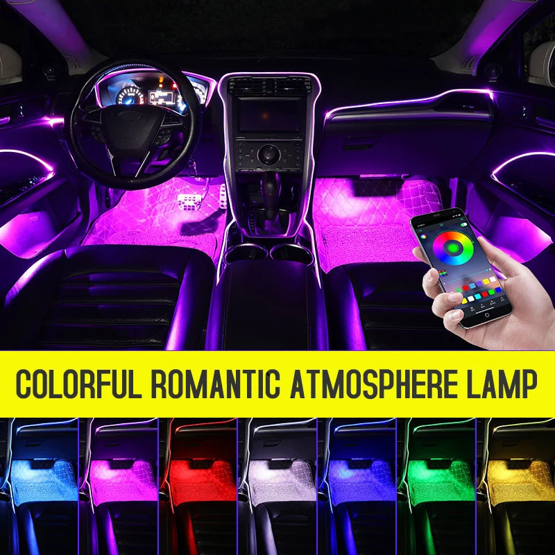 Светодиодный Rgb светильник для автомобиля 12 В с дистанционным управлением через