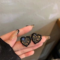classic design shiny rhinestone heart stud earrings for women romantic cute female stud earring party jewelry accessories