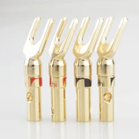 free shipping 100pieces nakamichi gold plated spade plug for speaker cable