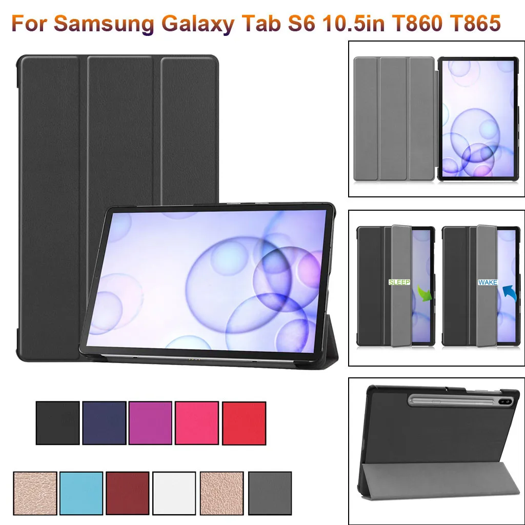 1 x чехол для samsung Galaxy Tab S6 10 5 2019 T860 T865 Умный Магнитный кожаный подставка легко