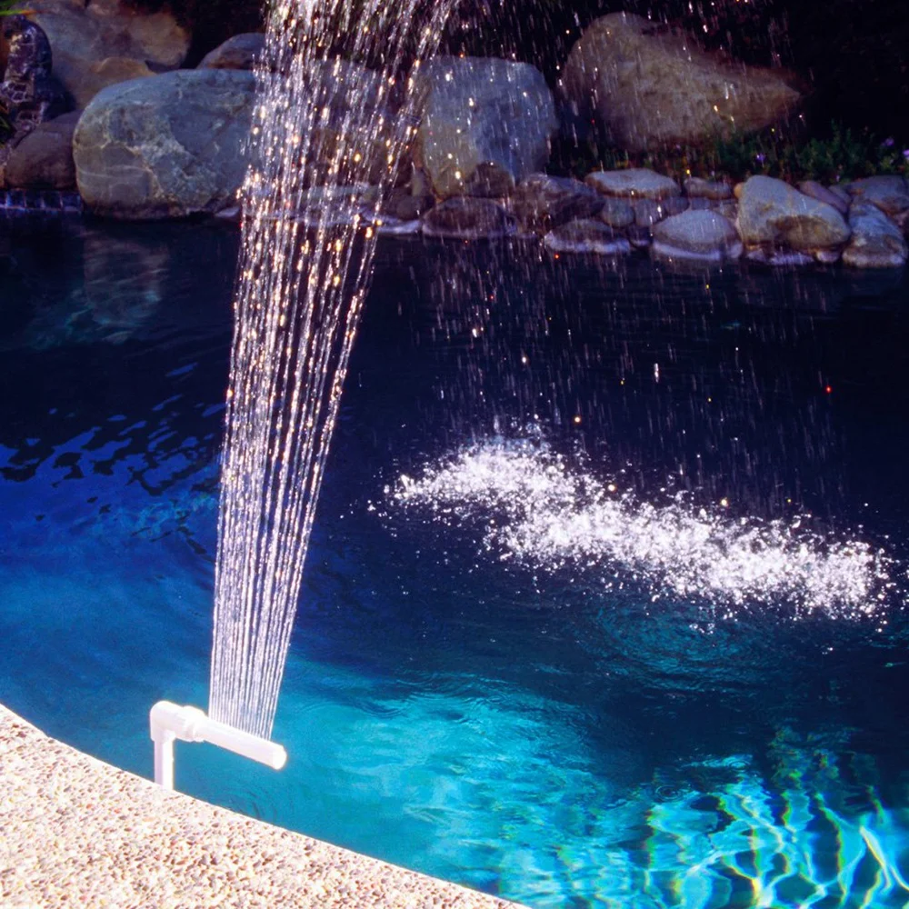 

Pool Waterfall Fountain Ground Above Cascade Water Feature Spray Adjustable Direction & Height Pool Waterfall Fountain