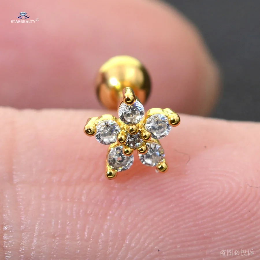 M5316 Gold Starbeauty 1 шт. 1,2x6 мм 16 г кристаллическая Звезда Луна Корона спиральные украшения для пирсинга серьги на Козелок шпильки хрящевой пирсинг уха Oreja - Окраска металла: M5316 Gold