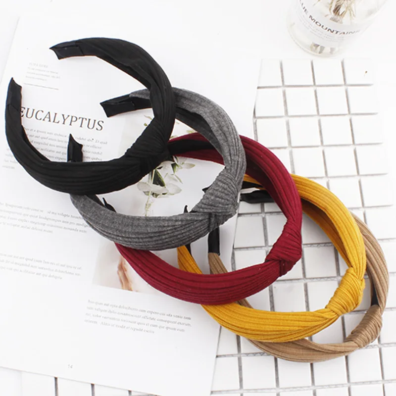 

New Fashion Women Headband Soft High Wide Side Solid elastic Hairband Adult Turban Headwear Hair Accessories