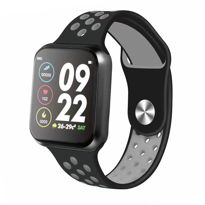 Gray Smart Watch Men Women Heart Rate Blood Pressure Monitor Fitness Tracker IP67 Waterproof Sport Smartwatch Clock PK S226 IWO 10 9 - Color: Gray
