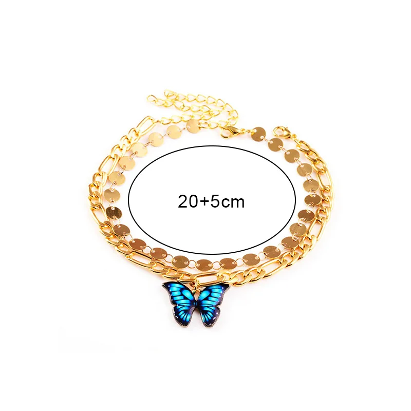 

Bohemian Gold Butterfly Chain Anklets Set For Women Girls Fashion Multi-layer Anklet Foot Ankle Bracelet Beach Jewelry