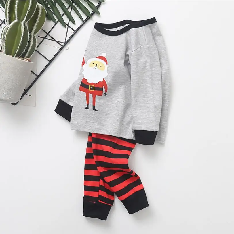 Kids Boy Girl Christmas Cotton Pajamas Print Santa Claus Elk Shirt+Pants 2pcs Set Homewear Costume For Child Party |