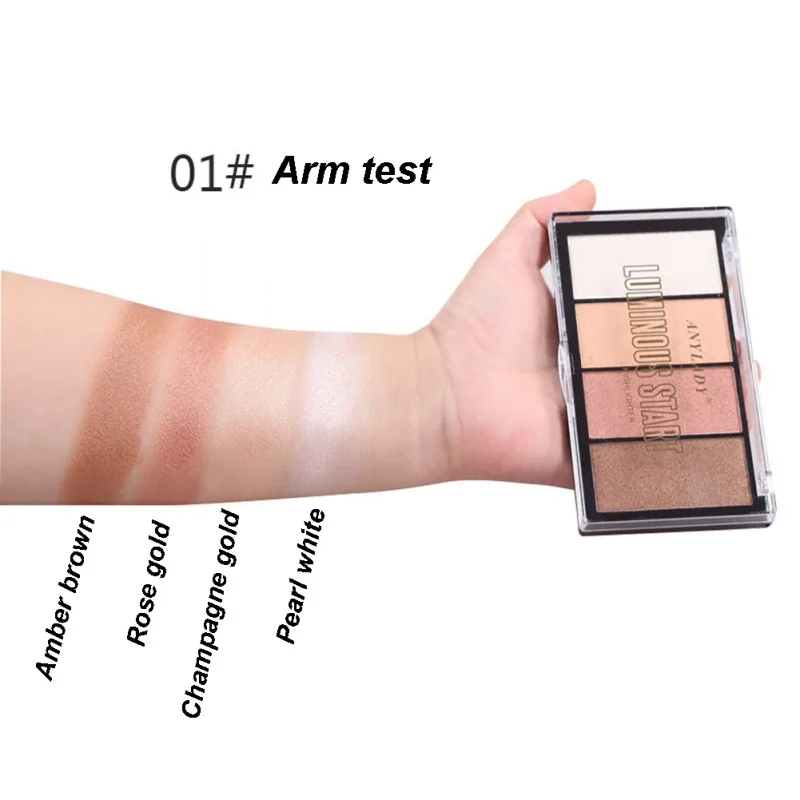 4 цвета светящиеся тени для век Палитра румяны долговечные яркие кожи