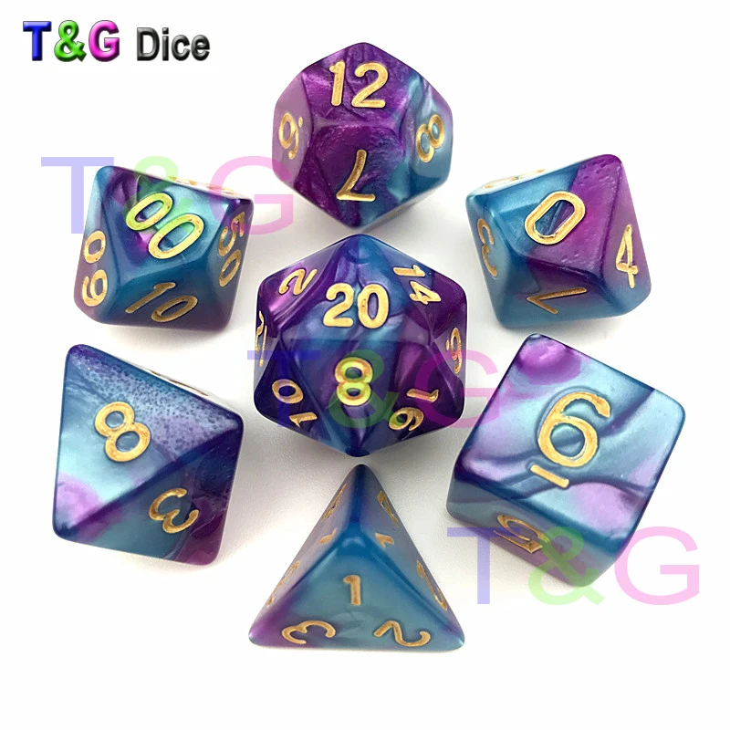 T & G фиолетовые и синие кости DND Die игрушки для взрослых детей пластиковые кубики
