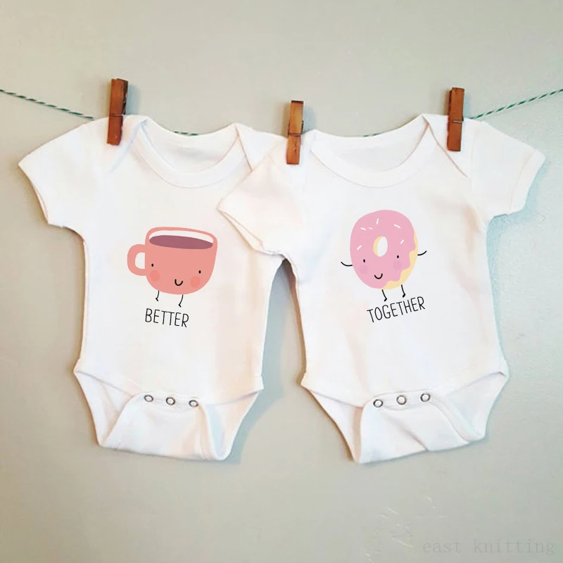 Лучше вместе боди для детей с кофейным и пончиком подходящая рубашка-комбинезон