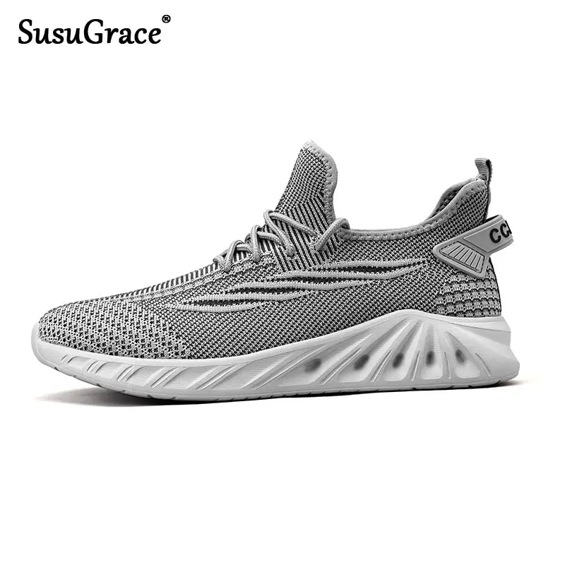 

Кроссовки SusuGrace мужские сетчатые, дышащие сникерсы на платформе, Повседневная Мягкая модная обувь для пар, большие размеры, лето 2021